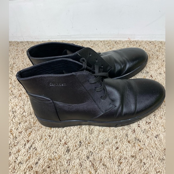 Calvin Klein Dress Shoes Mens Us 10.5 Binton Black Leather Casual - Picture 1 of 9